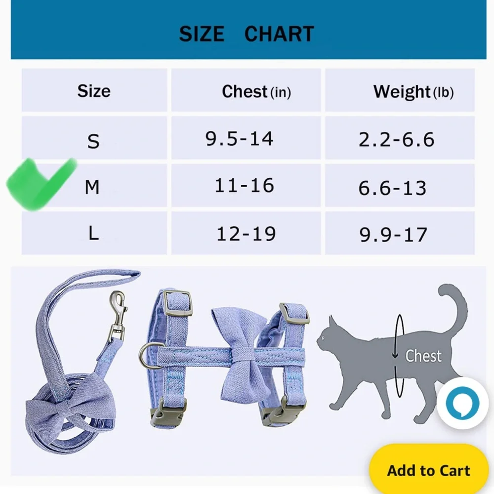 Stylish Harness with Bows for Cats/Dogs of 5-7lb